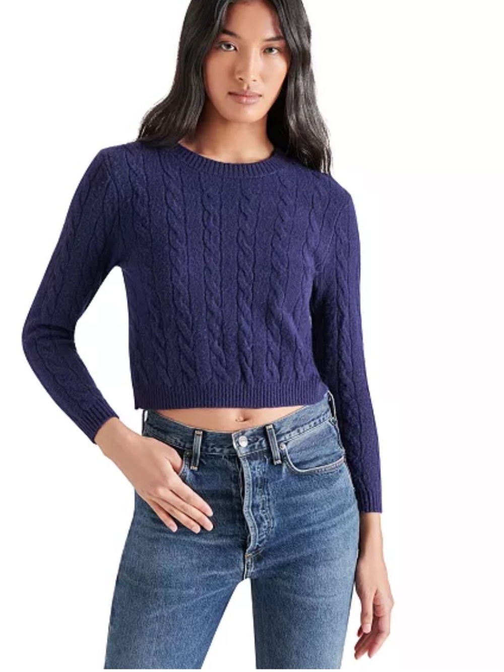 Steve Madden Jeany Bow Back Cable Knit Sweater NWT